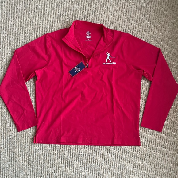BarStool Sports Mens Red 1/4 Zip Mock Neck Jacket Make Sundays Great Again SZ L - Picture 1 of 12
